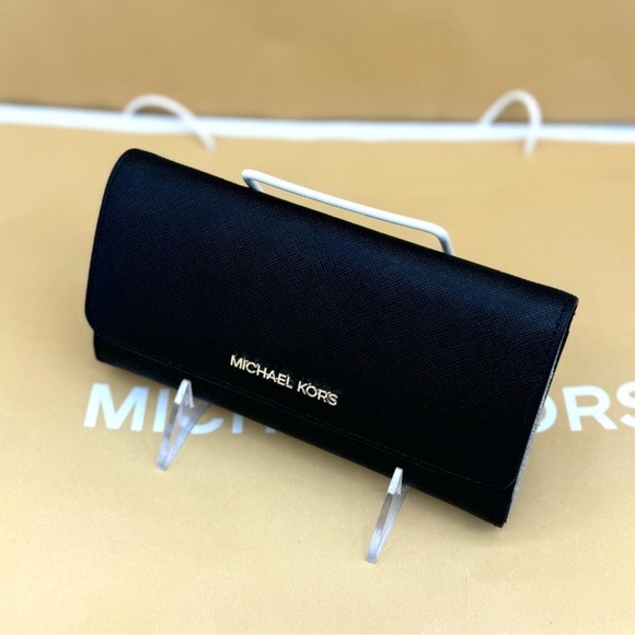 Michael Kors Trifold Wallet Leather Black/Gold - Picture 8 of 10